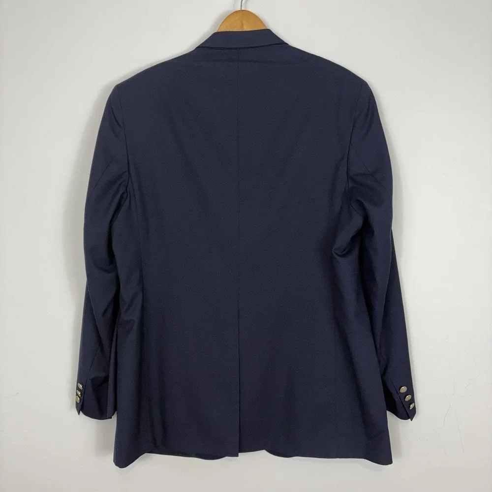 Burberrys Vtg Blazer Mens Sz 46L Navy 100% Wool‎ Super 110s USA Made Burberry